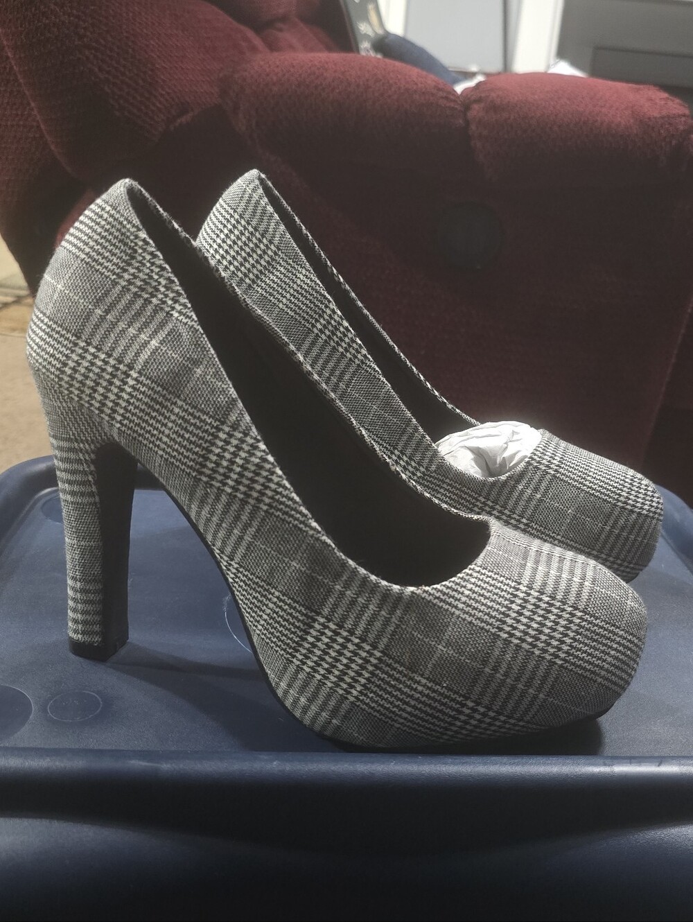 Torrid Gray Plaid Platform High Heels Womens Size 11.5